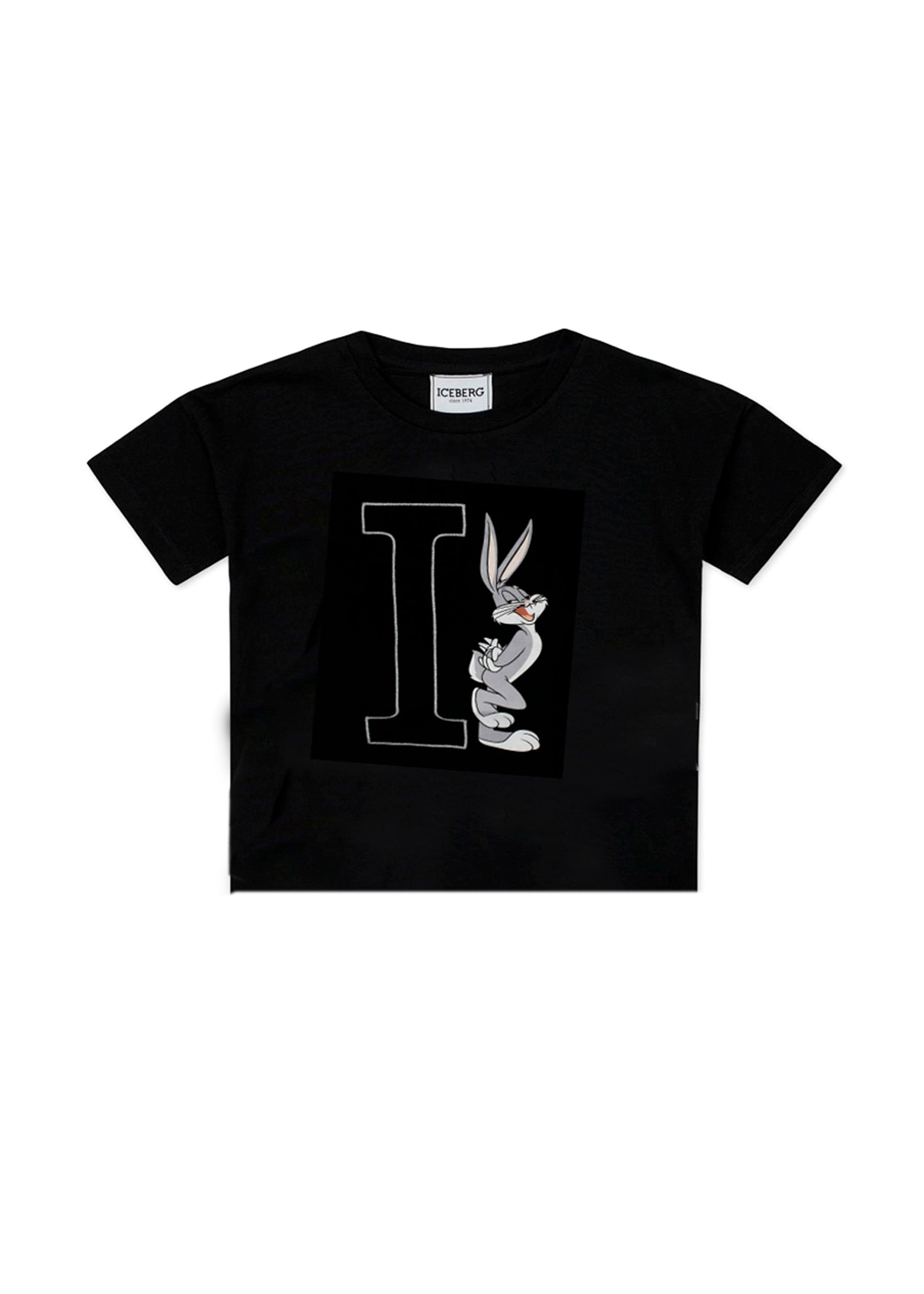 Iceberg Kids T-shirt Nera Crop con Bugs Bunny per Bambine