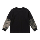 Yes London Kids T-Shirt Nero Doppia Manica per Bambini