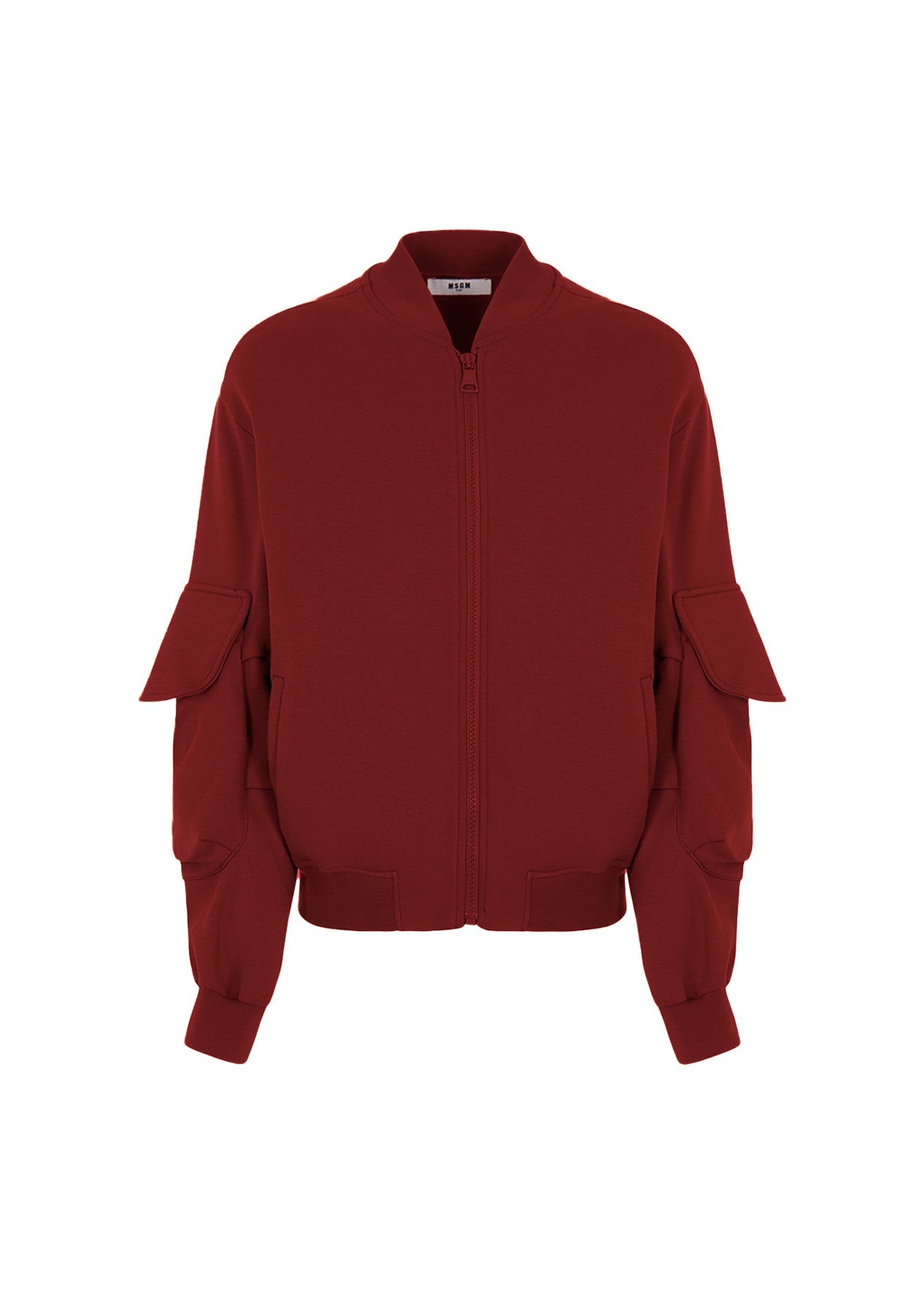 MSGM Kids Felpa con Zip Borgogna per Bambine