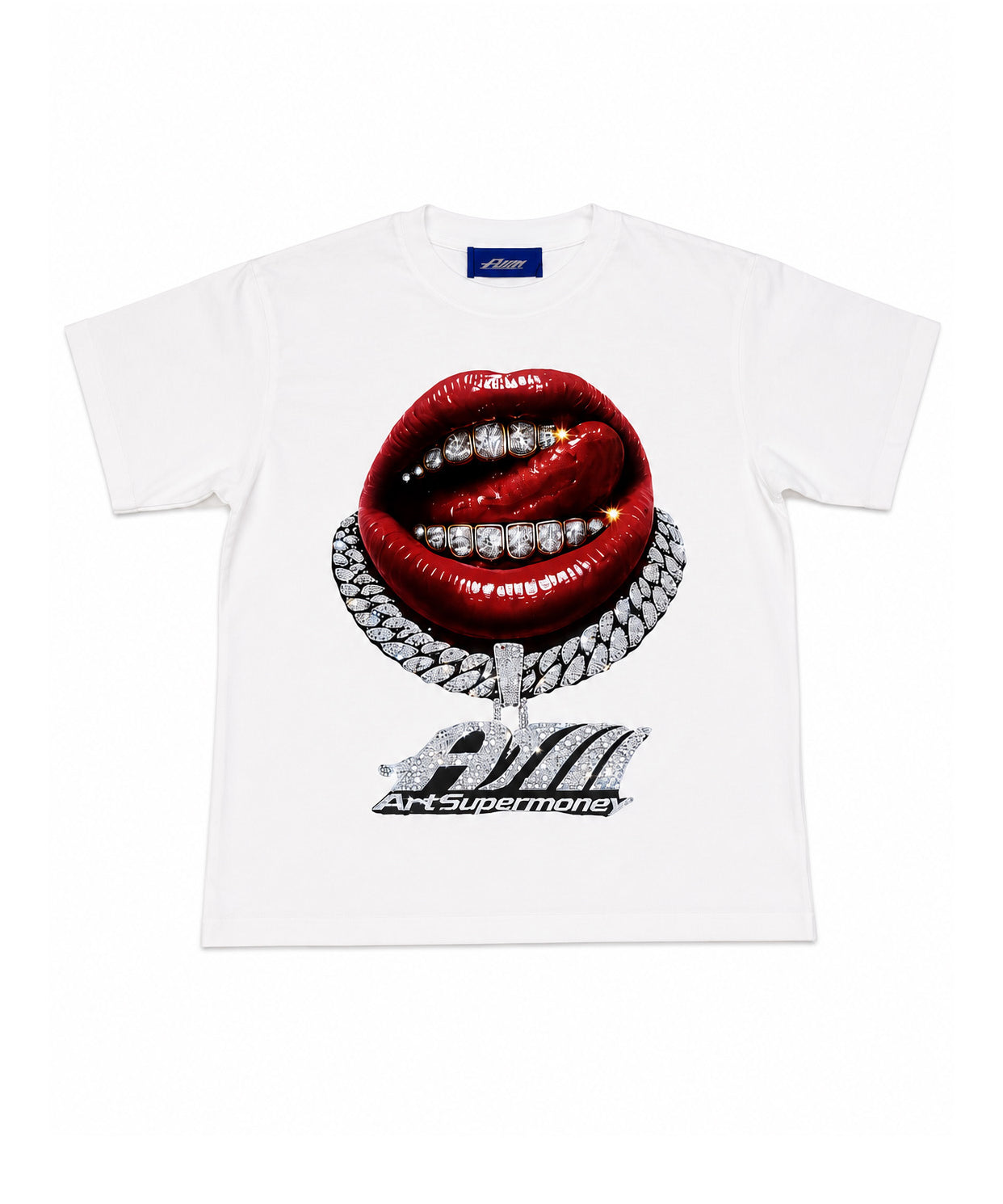 ArtSuperMoney Kids T-Shirt Bianco con Stampa Strass per Bambini