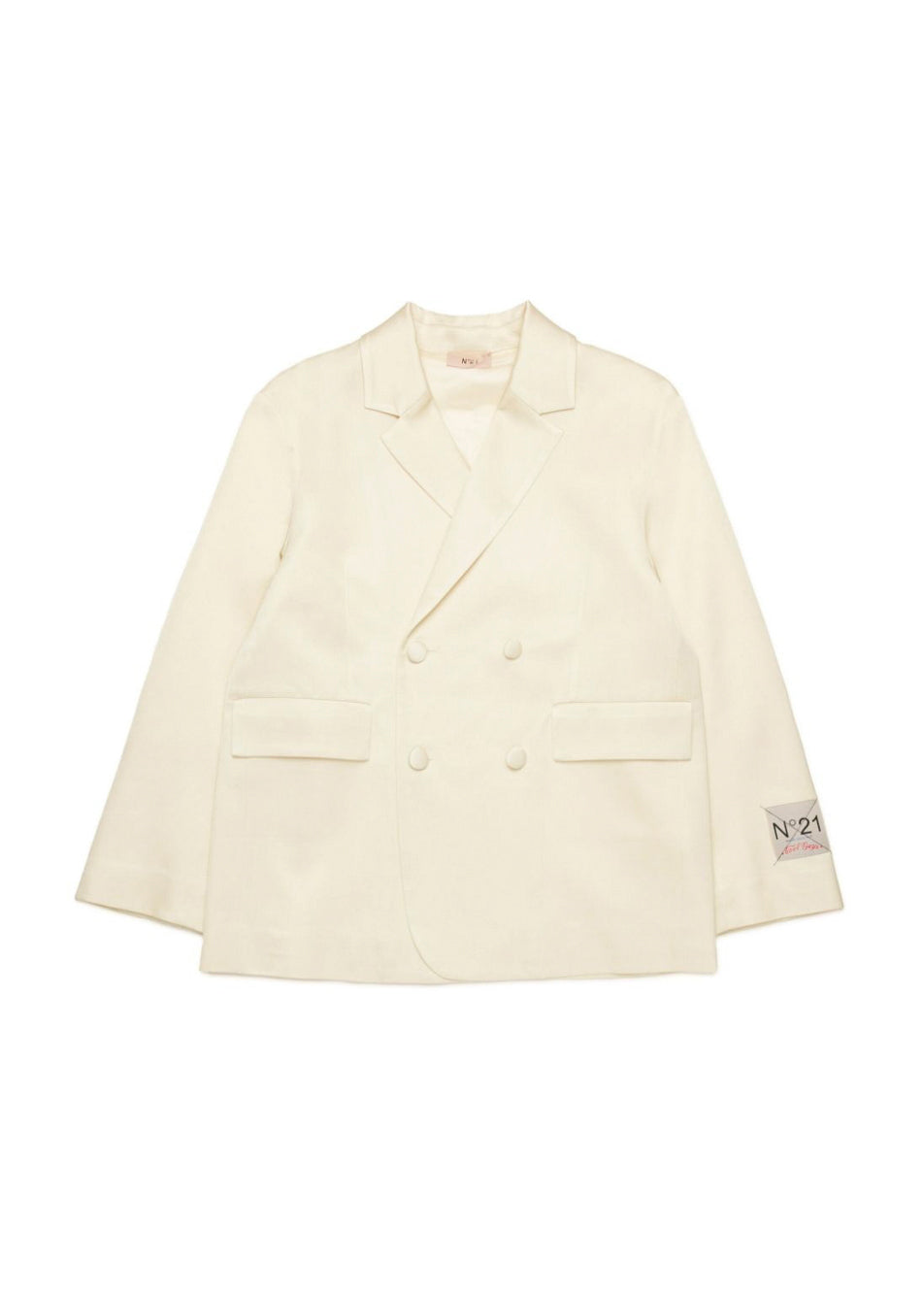 N°21 Kids Giacca Blazer Panna Doppiopetto per Bambine