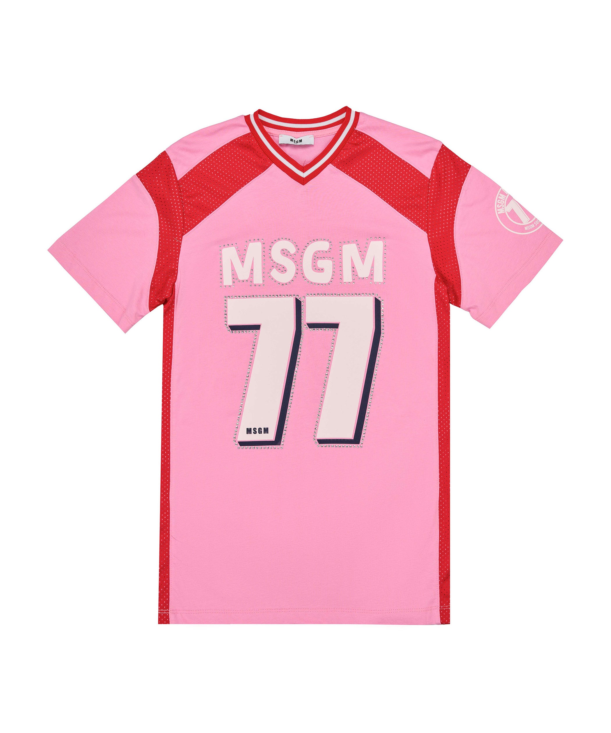 MSGM Kids Abito Rosa/Rosso con Stampa per Bambine fronte