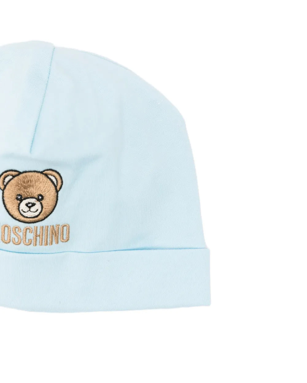 Moschino Kids Set Bavetta+Cappellino Celeste per Neonati