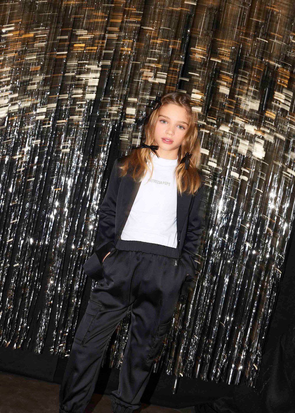 Patrizia Pepe Pantaloni Cargo Neri per Bambine