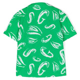 MSGM Kids Camicia Verde con Stampa Astratta