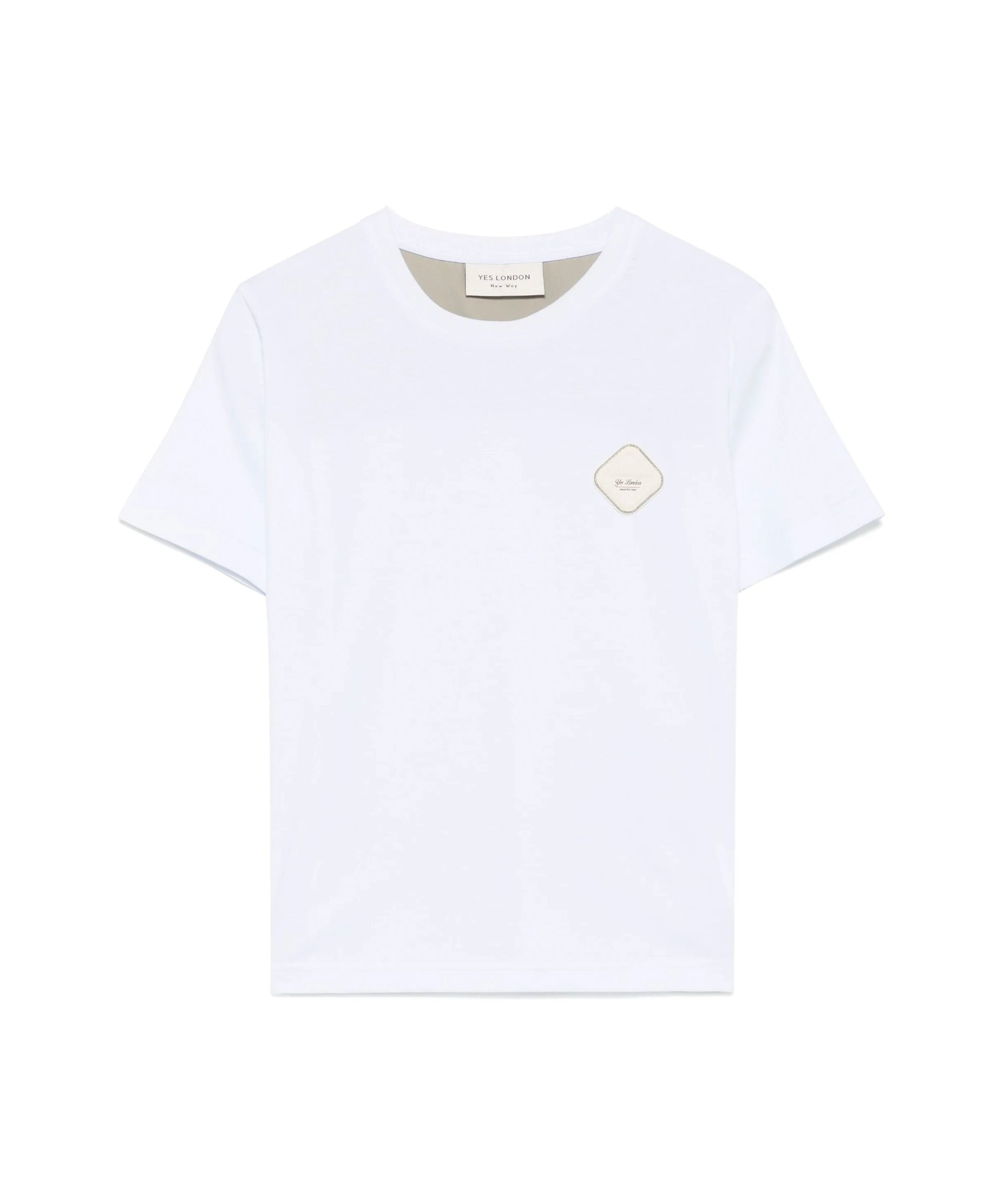 Yes London T-Shirt Bianca con Logo e Applicazione Retro per Bambini