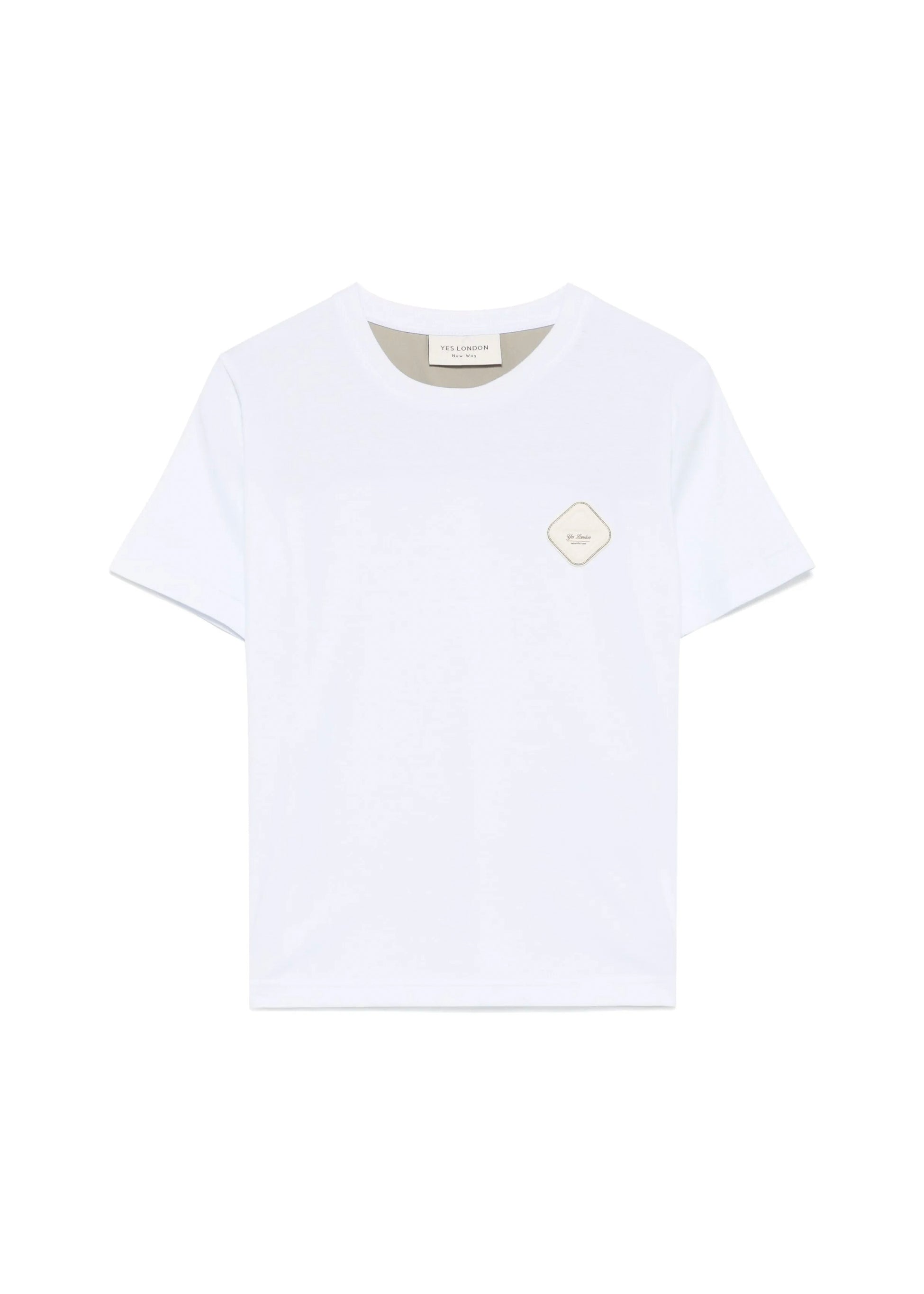 Yes London T-Shirt Bianca con Logo e Applicazione Retro per Bambini