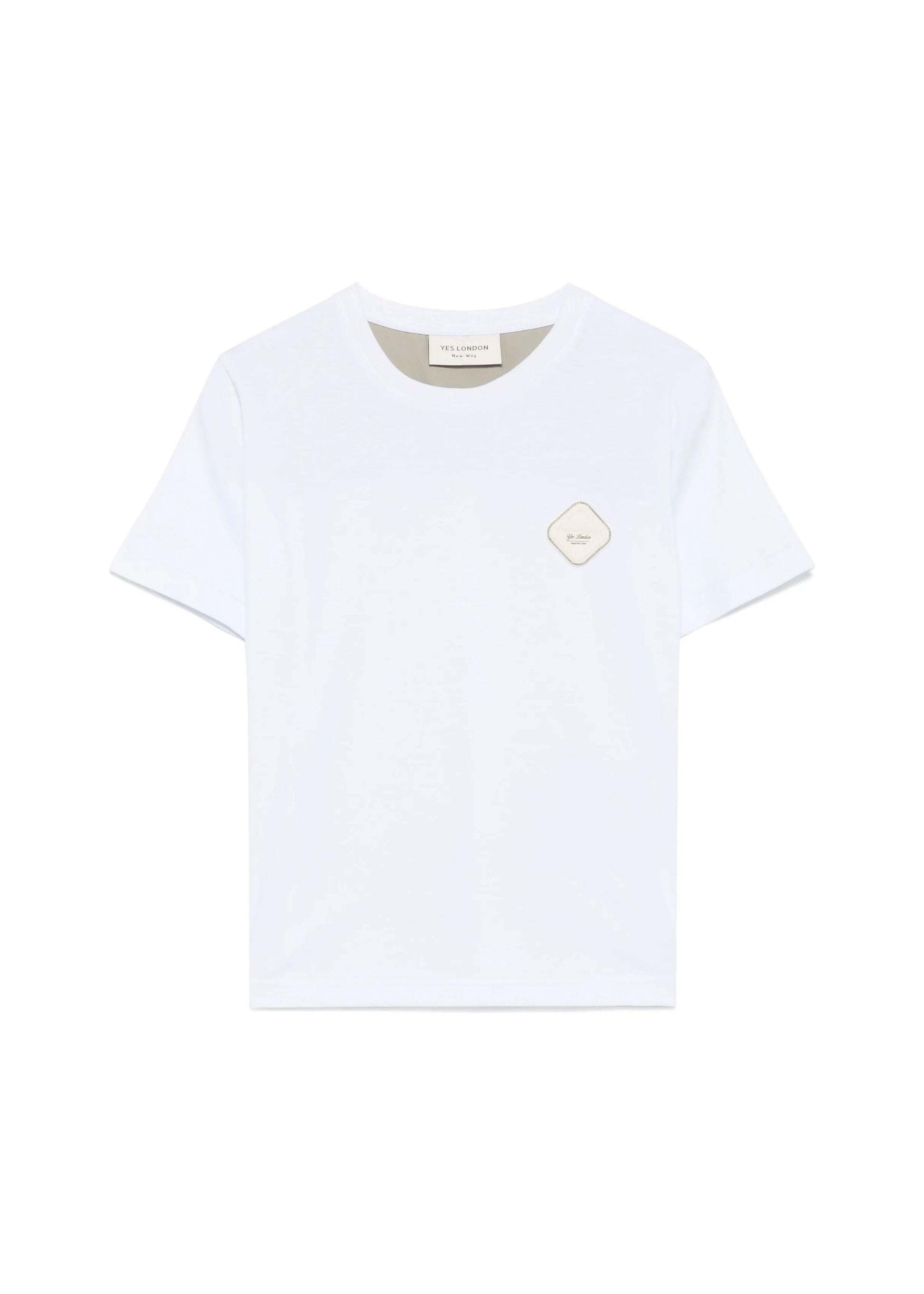 Yes London T-Shirt Bianca con Logo e Applicazione Retro per Bambini
