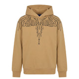 Marcelo Burlon County of Milan Felpa con Cappuccio Cammello e Motivo Ali a Contrasto per Bambini