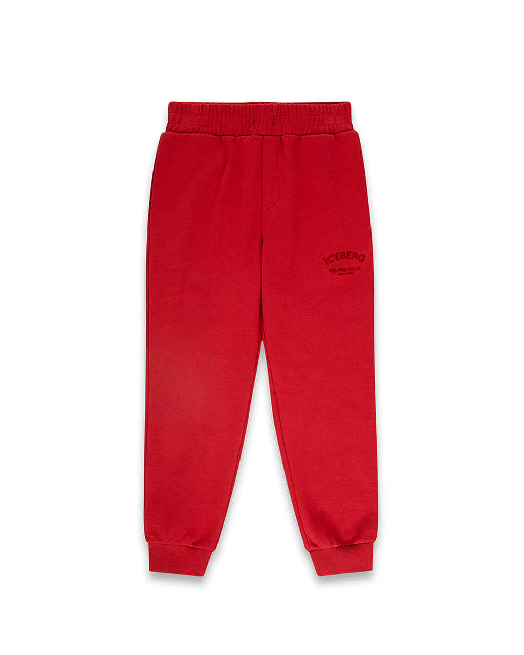 Iceberg Kids Pantalone di Tuta Rosso Unisex con Stampa Logo per Bambini