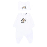 Moschino Kids Set 2pz. Tutina e Cappellino Bianco con Stampa Logo Teddy per Neonati
