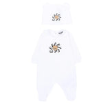 Moschino Kids Set 2pz. Tutina e Cappellino Bianco con Stampa Logo Teddy per Neonati