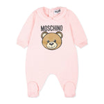 Moschino Kids Tutina Rosa con Logo Teddy Bear per Neonate