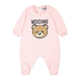 Moschino Kids Tutina Rosa con Logo Teddy Bear per Neonate