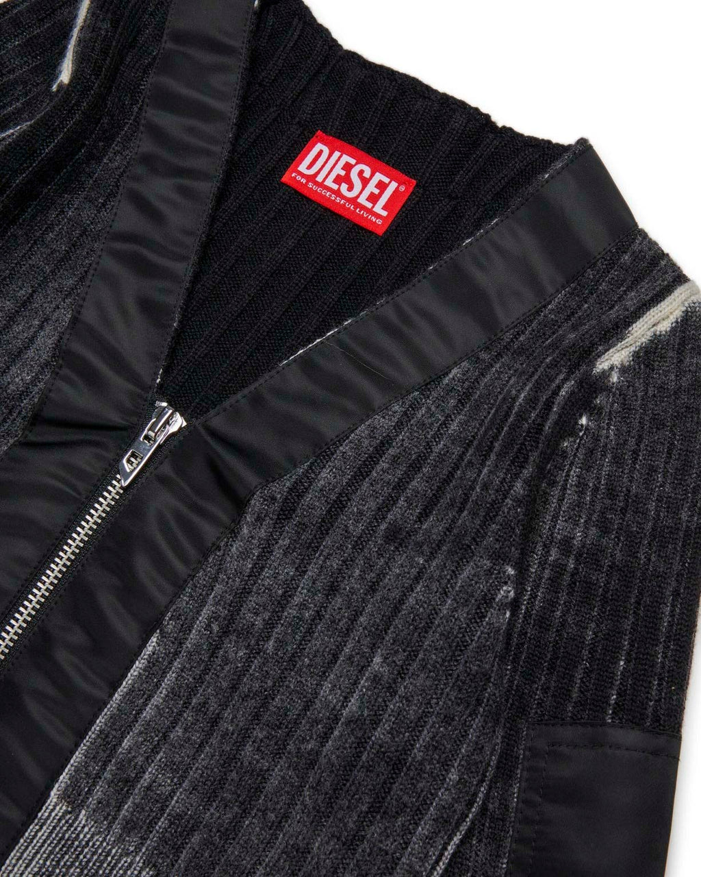 Diesel Kids Cardigan Crop a Costine Nero per Bambine