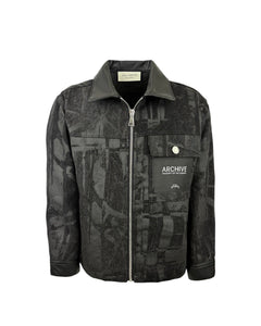 Yes London Kids Giacca Zip in Tessuto Jacquard Nero con Dettagli Patch per Bambini