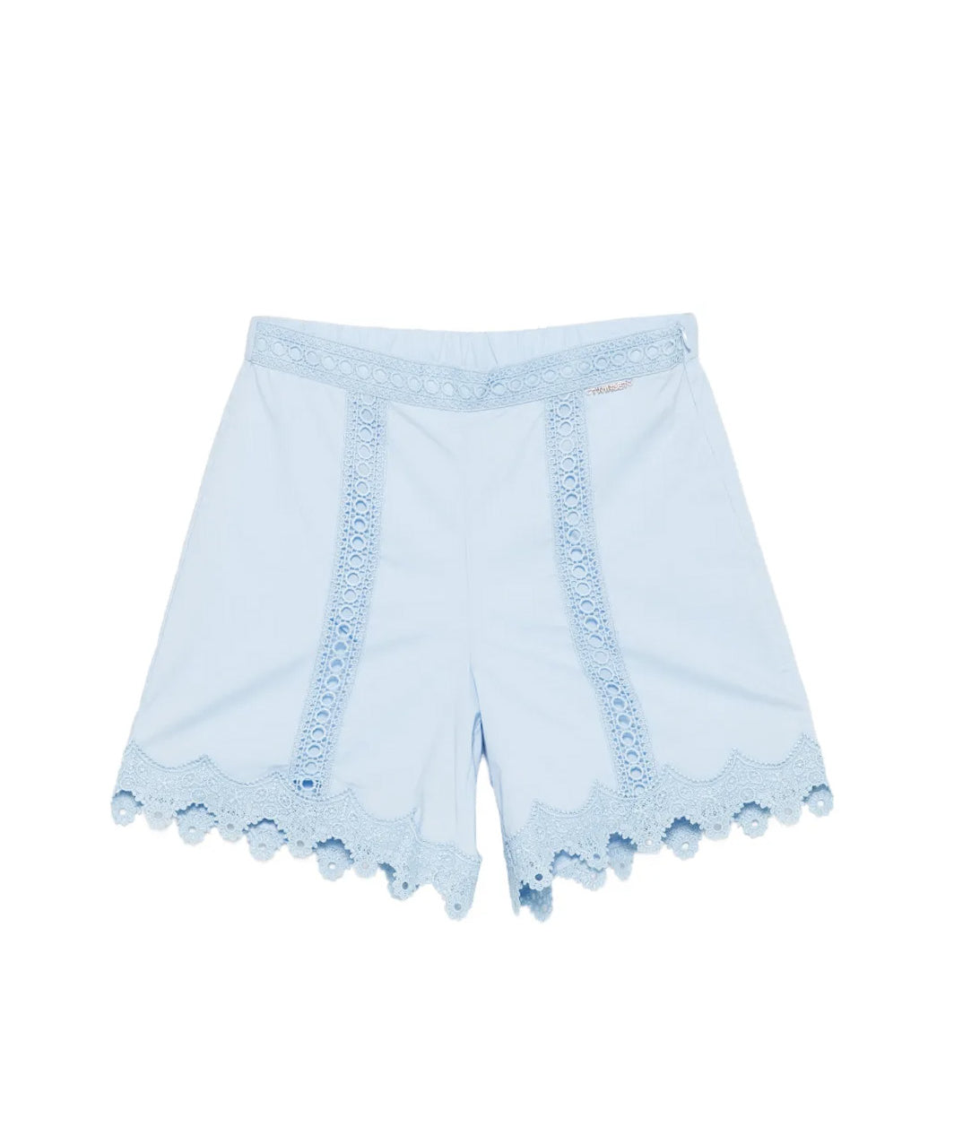 Twinset Kids Short Cielo con Inserti in Pizzo per Bambina