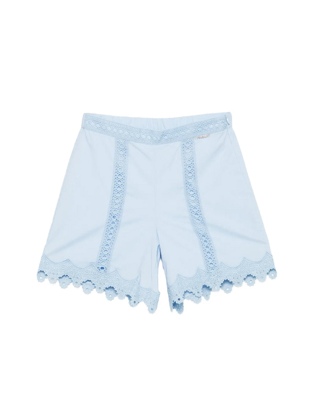 Twinset Kids Short Cielo con Inserti in Pizzo per Bambina