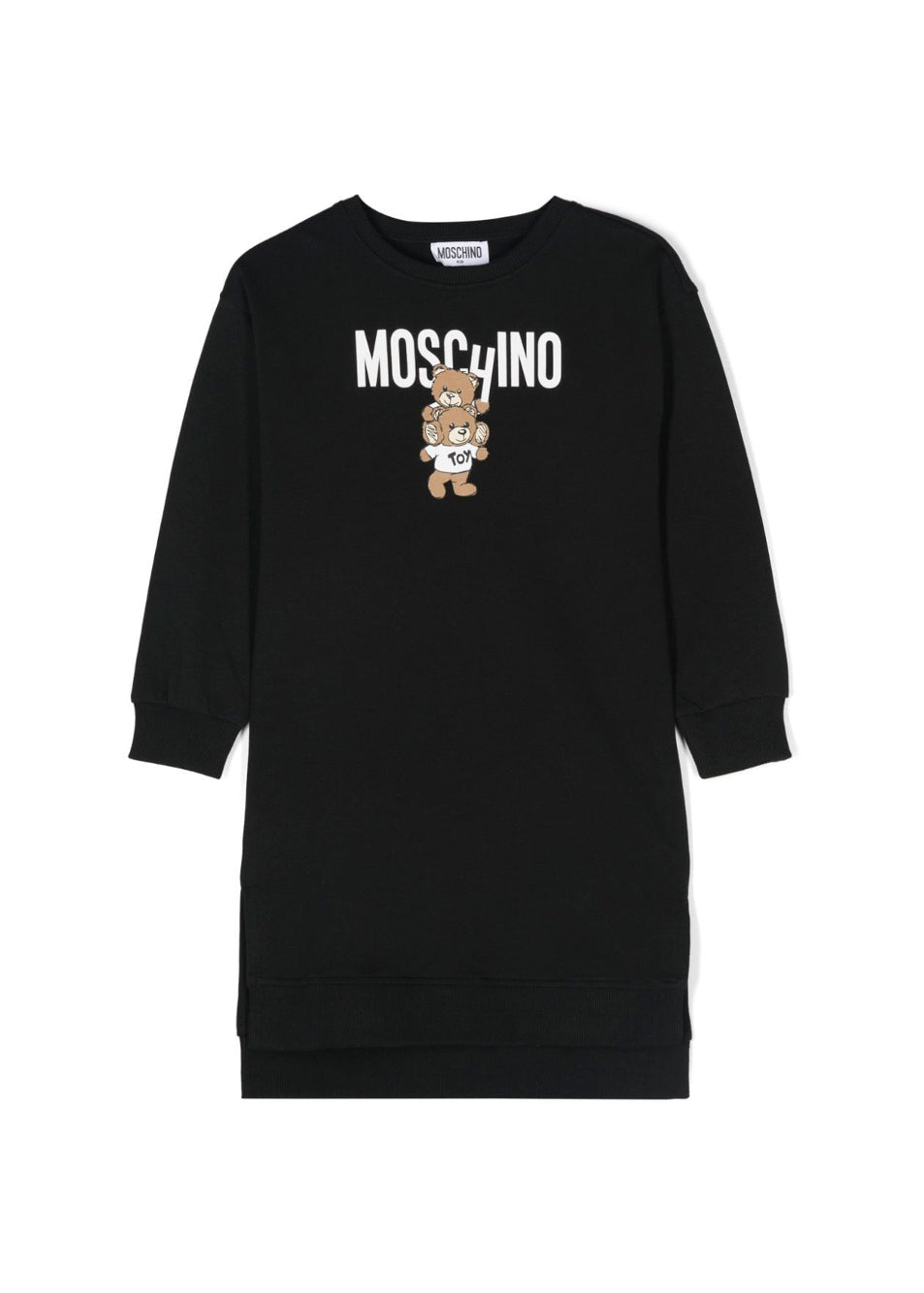 Moschino Kids Abito Nero con Stampa Logo per Bambine