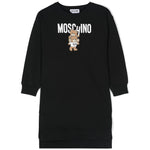 Moschino Kids Abito Nero con Stampa Logo per Bambine