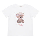 Vicolo T-Shirt Panna con Stampa Bear per Bambine (fronte)