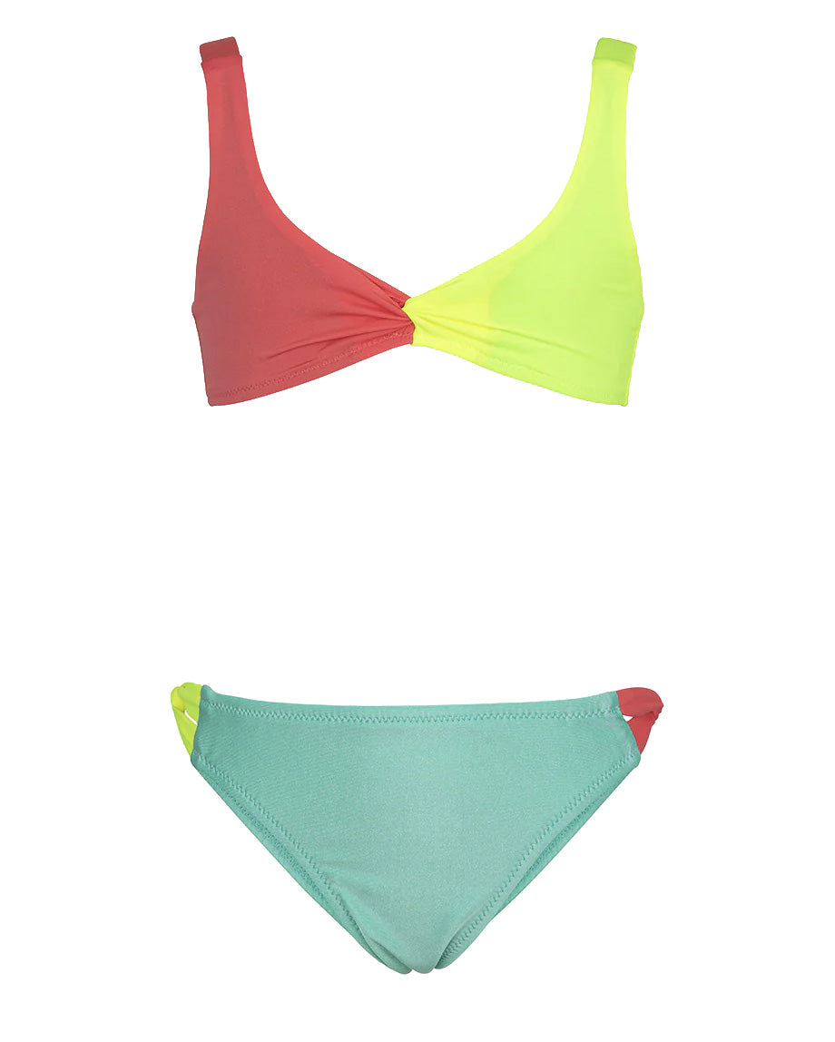 F**K Kids Costume Verde Acqua e Rosso per Bambine