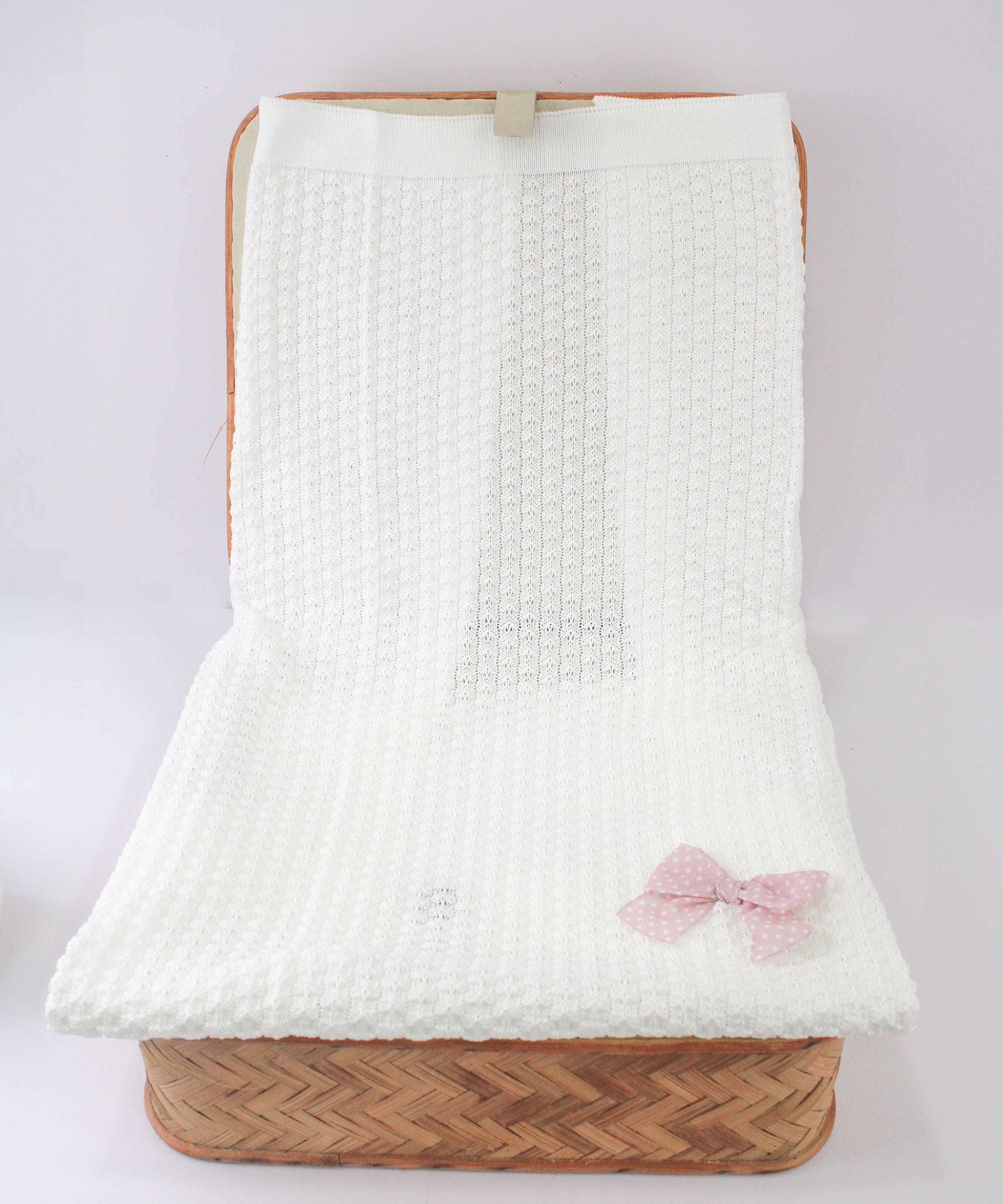 Marlu Coperta Bianco/Rosa con Fiocco per Neonate
