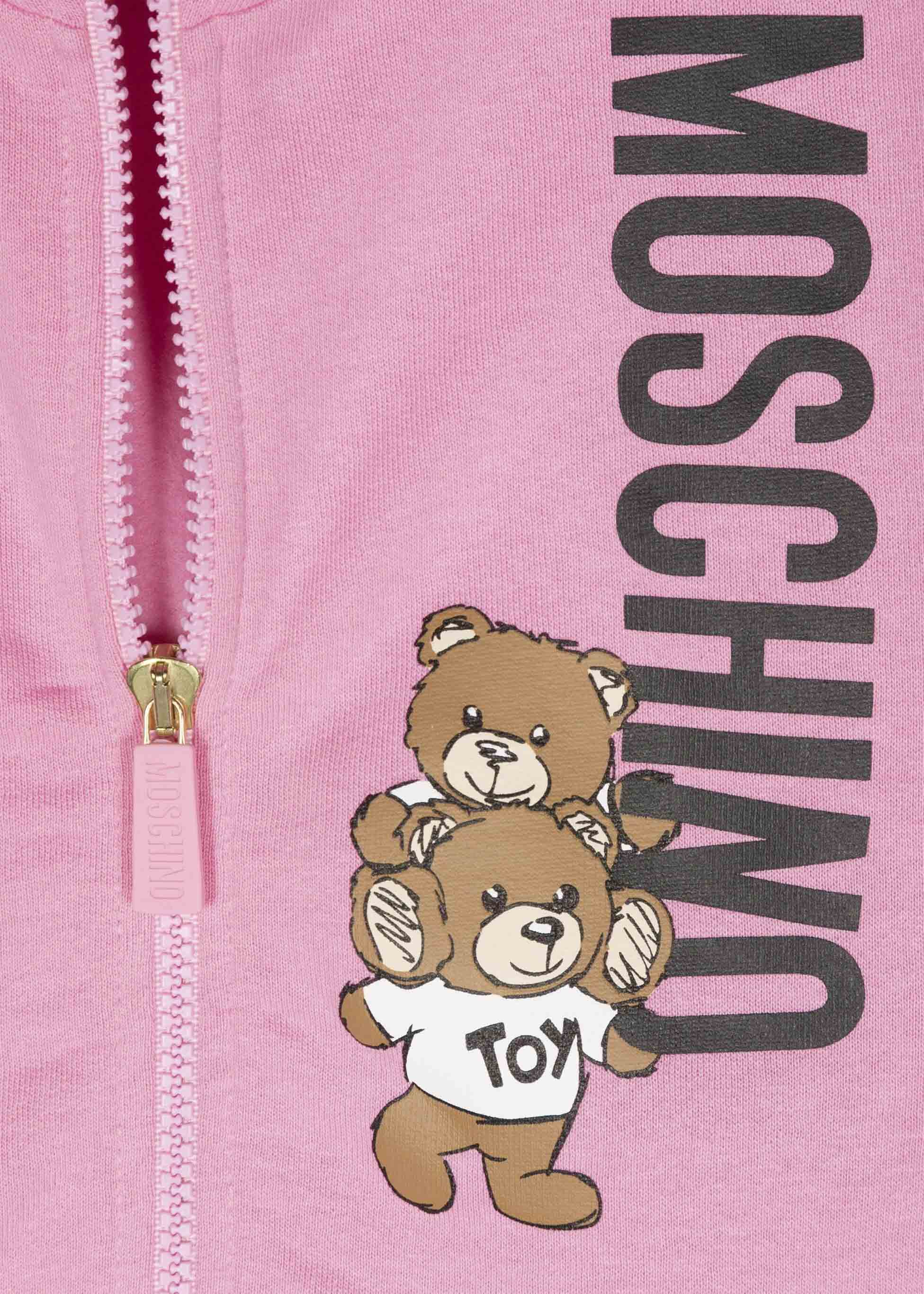 Moschino Kids Felpa Rosa con Cappuccio e Zip per Bambine