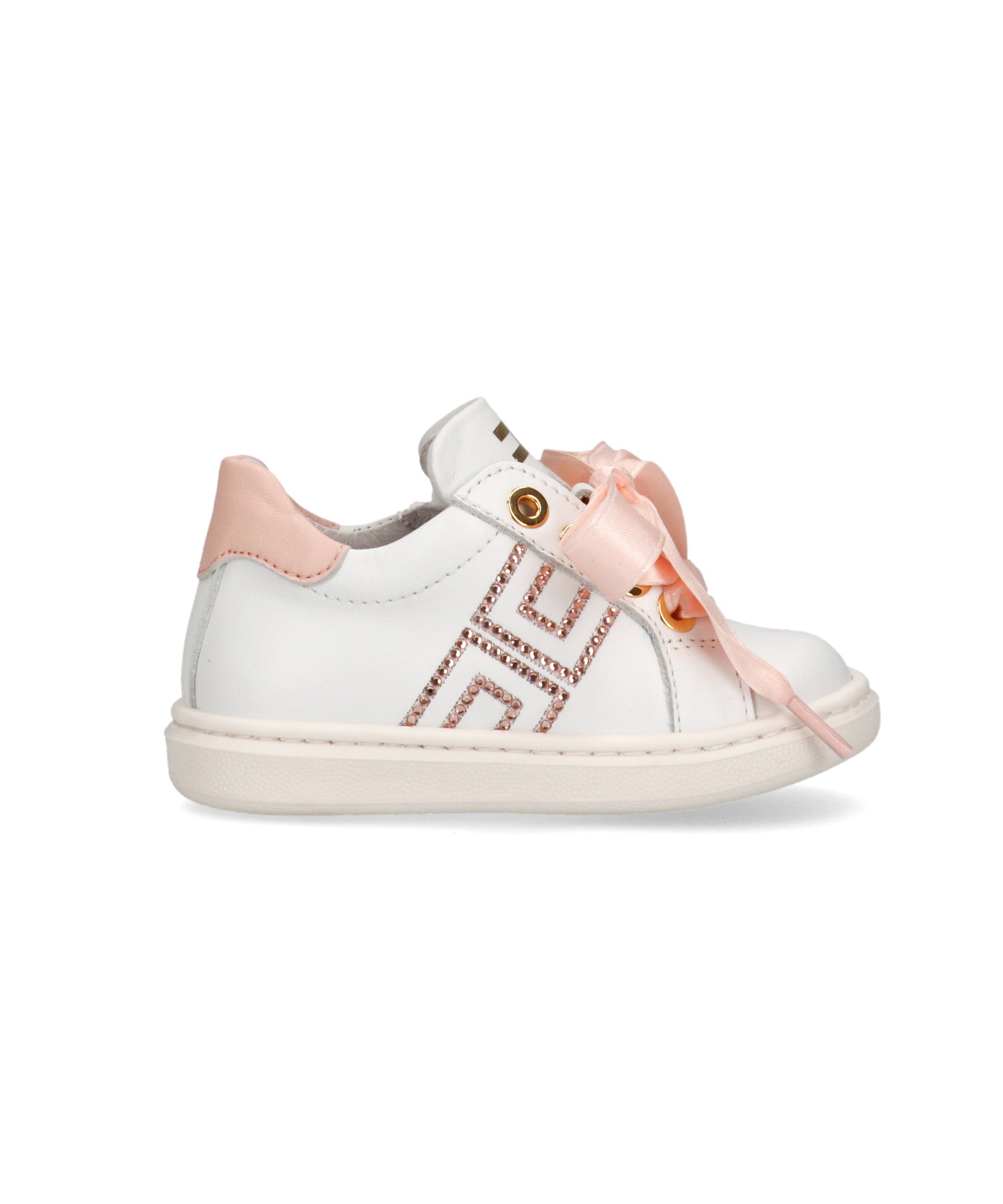 Elisabetta Franchi La Mia Bambina Sneakers Bianco/Rosa con Strass per Neonate