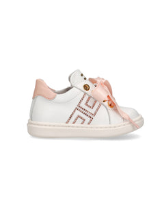 Elisabetta Franchi La Mia Bambina Sneakers Bianco/Rosa con Strass per Neonate
