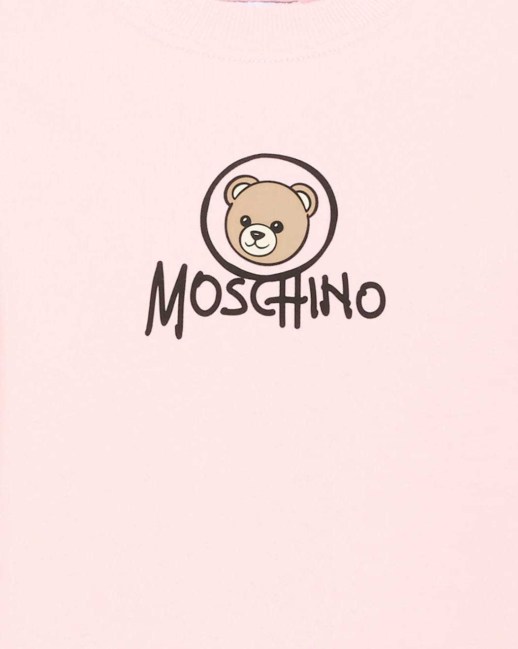 Moschino Kids Felpa Rosa Girocollo con Stampa Teddy Bear e Logo per Bambine