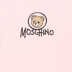 Moschino Kids Felpa Rosa Girocollo con Stampa Teddy Bear e Logo per Bambine