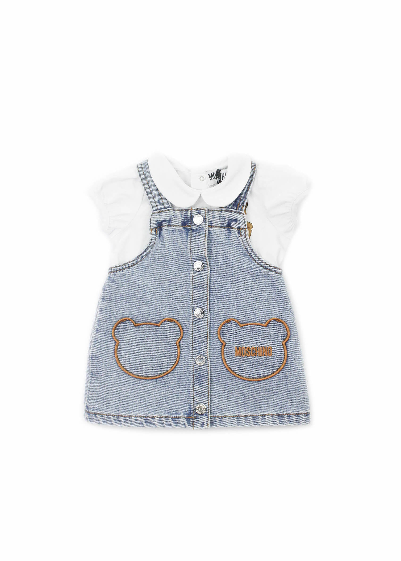 Moschino Kids Abito in Denim con T-shirt per Neonate