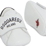 Dsquared2 Kids Sneakers Bianco con Chiusura a Strappo e Logo per Neonati