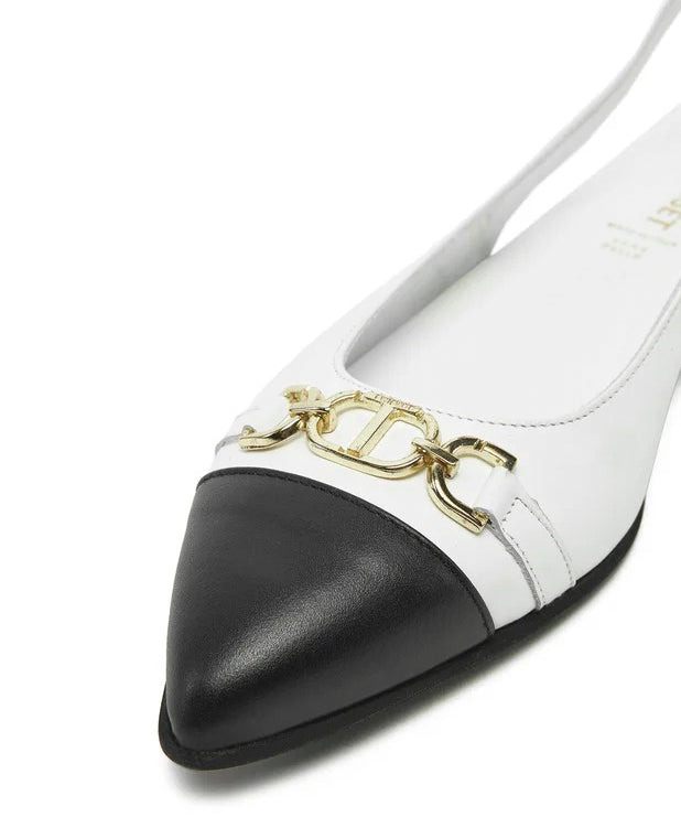 Twinset Ballerina Bianca a Punta con Oval T per Bambine