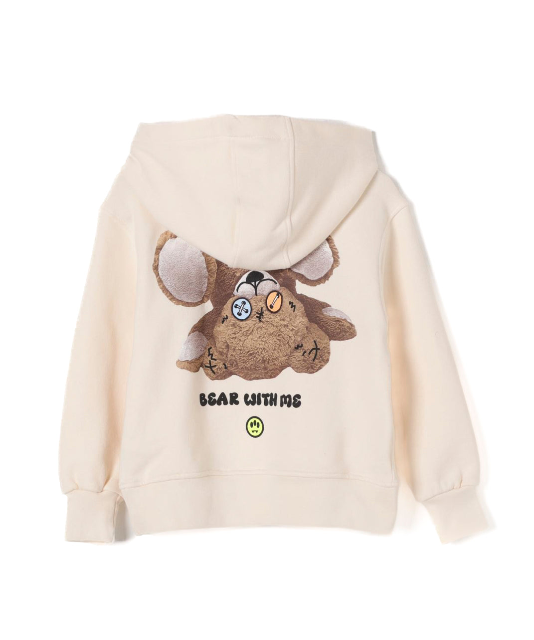 Barrow Kids Felpa con Cappuccio Crema con Stampa Retro e Logo (retro)