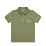 Moschino Kids Polo Verde con Logo Teddy Bear per Bambini