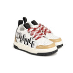 Moschino Kids Sneaker Bianco e Biscotto con Logo per Neonati