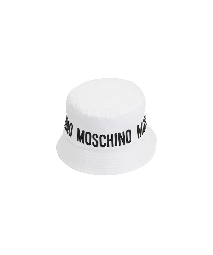 Moschino Kids Cappello Bucket Bianco con Logo