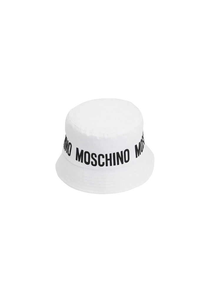 Moschino Kids Cappello Bucket Bianco con Logo