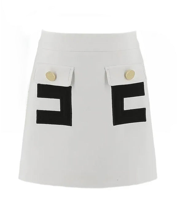 Elisabetta Franchi La Mia Bambina Gonna Bianco con Tasche per Bambine