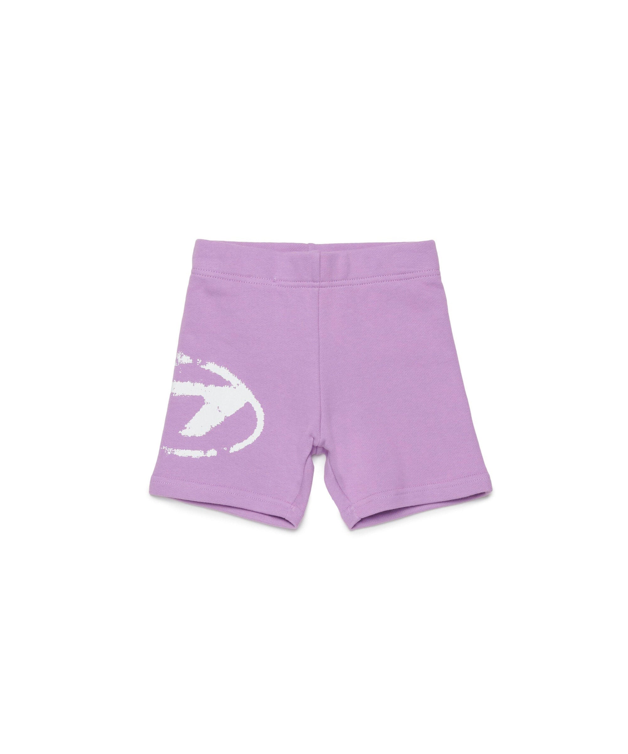 Diesel Kids Short Lilla in Felpa con Logo per Neonate