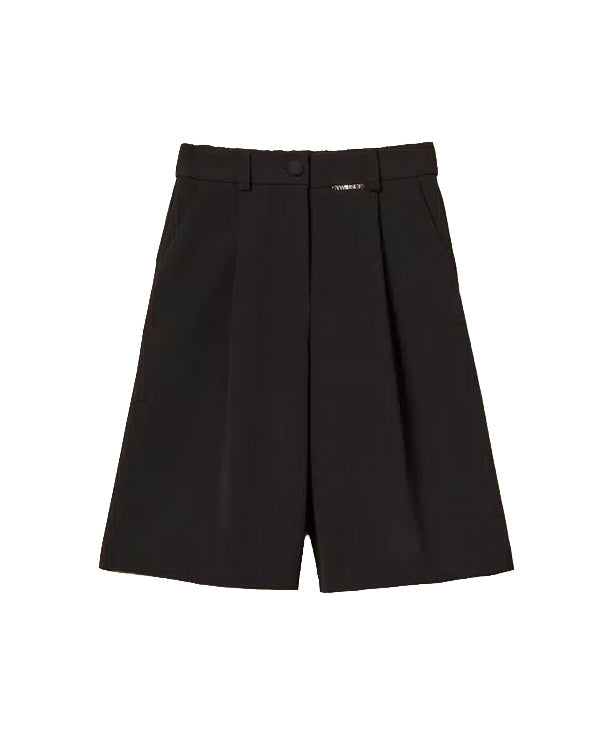 Twinset Kids Bermuda Nero con Logo per Bambine