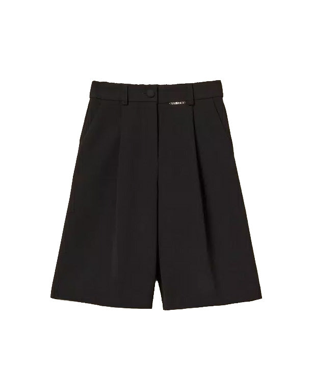 Twinset Kids Bermuda Nero con Logo per Bambine