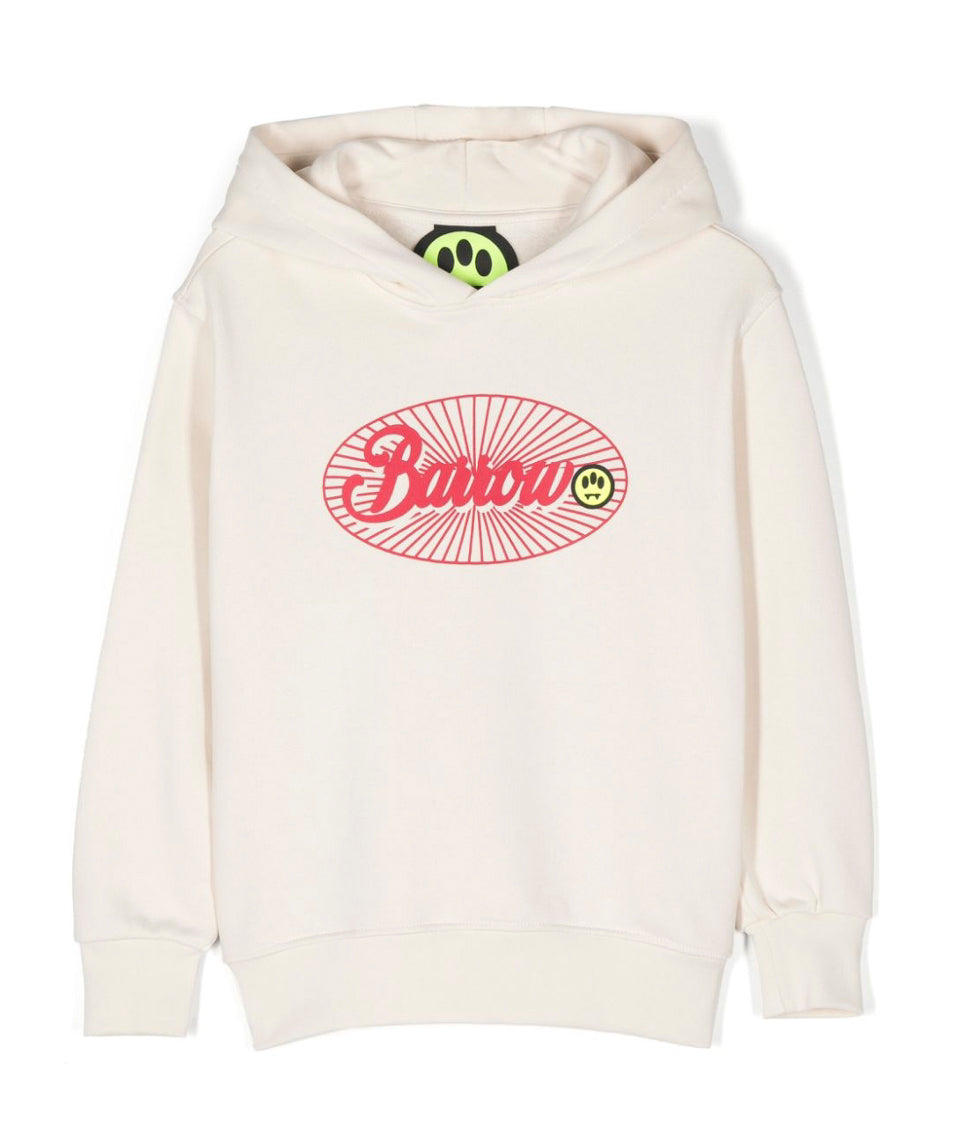 Barrow Kids Felpa con Cappuccio Crema con Stampa per Bambine