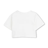 Michael Kors Kids T-Shirt Bianco con Logo Ricamato per Bambine