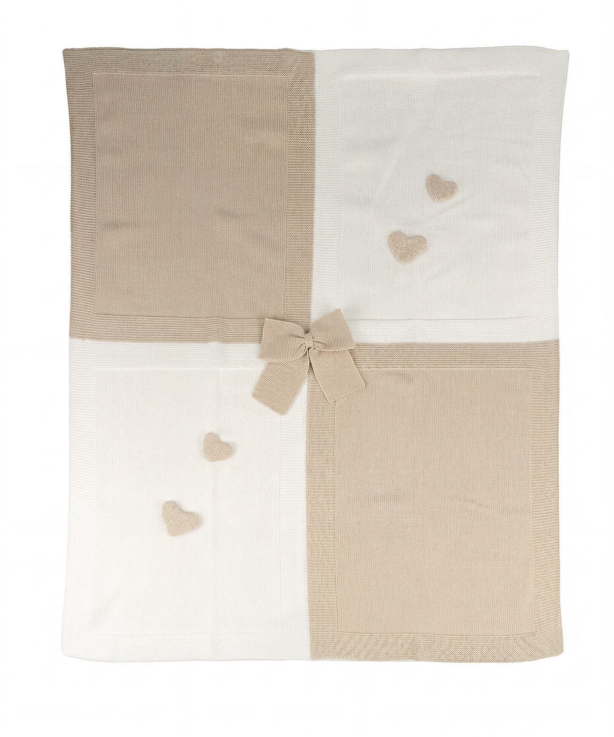Marlù Kids Coperta Bianco e Sabbia con Fiocco e Ricami Unisex