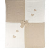 Marlù Kids Coperta Bianco e Sabbia con Fiocco e Ricami Unisex
