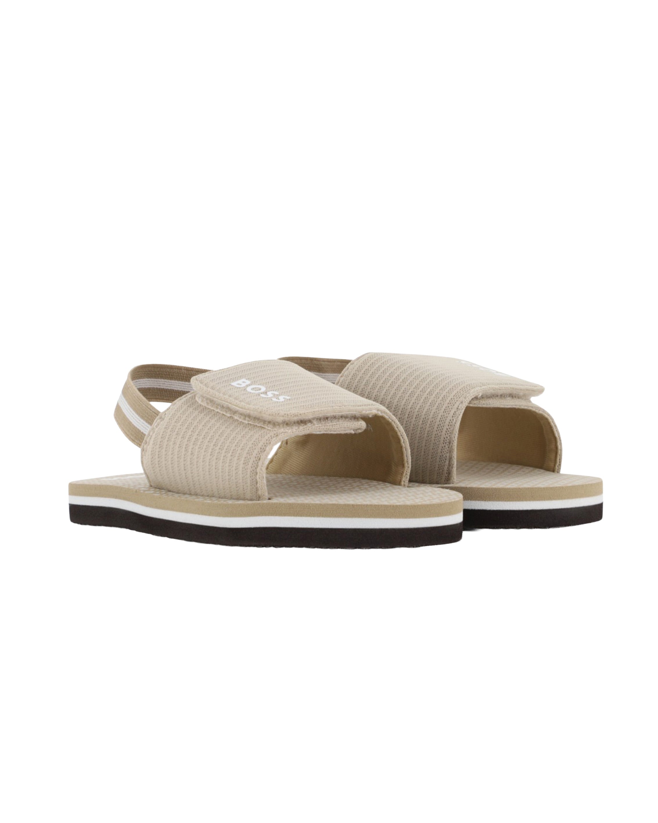 Boss Kids Ciabatte Beige con Chiusura a Strappo per Neonati