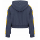 MSGM Kids Felpa con Cappuccio Blu Scuro con Logo Giallo per Bambine